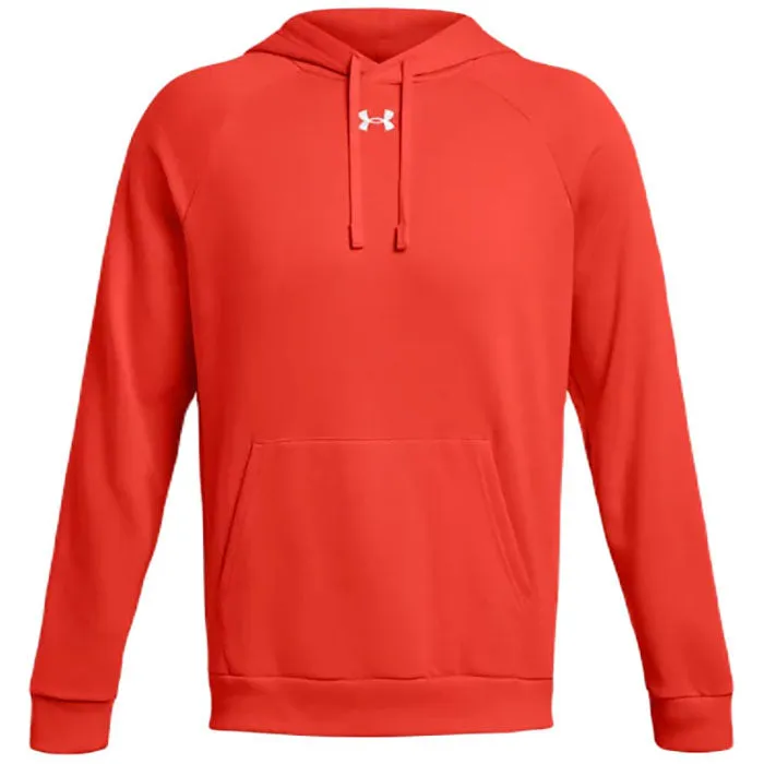 Under Armour Men's Dark Orange/White Rival Fleece Hoodie