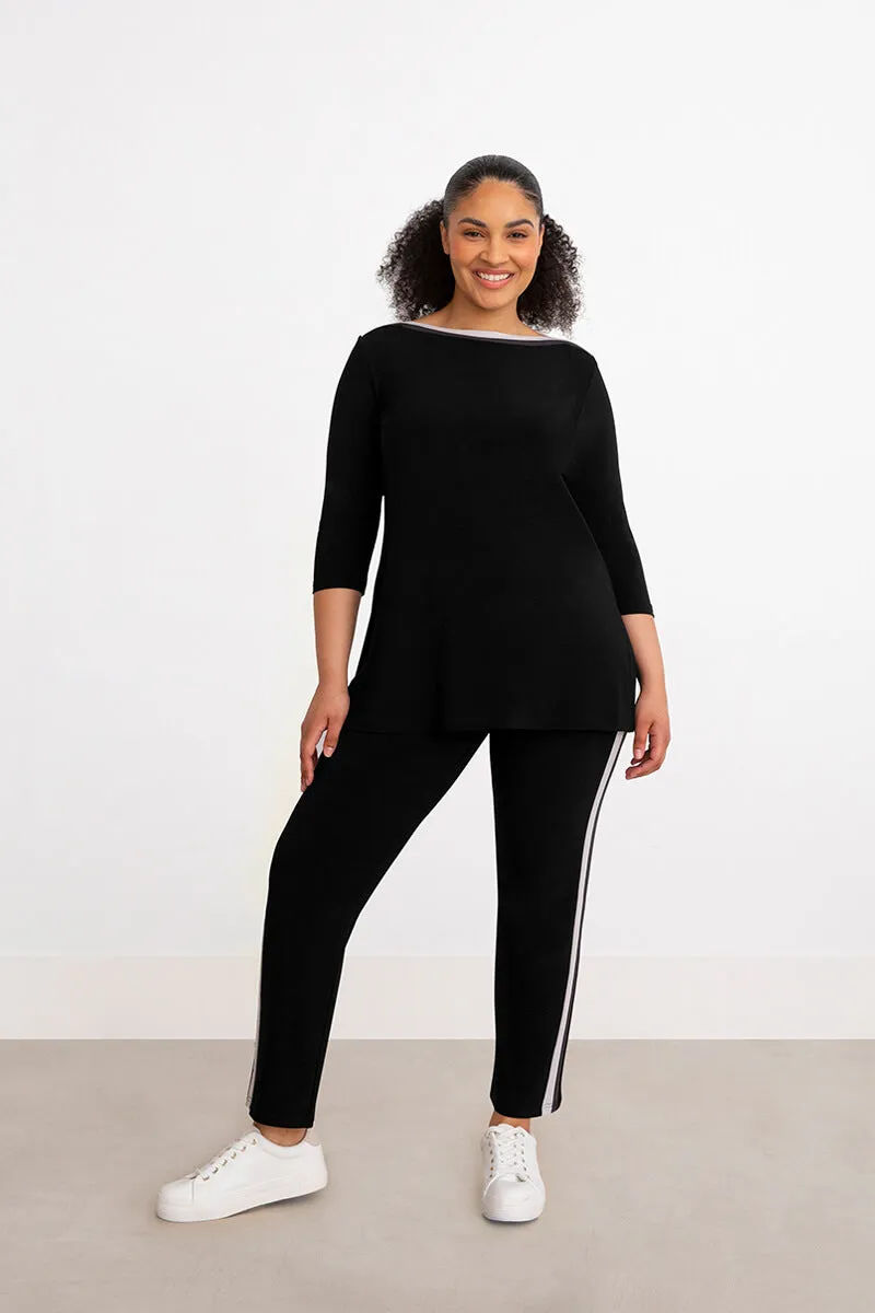 Underline Boat Neck Tunic | Black