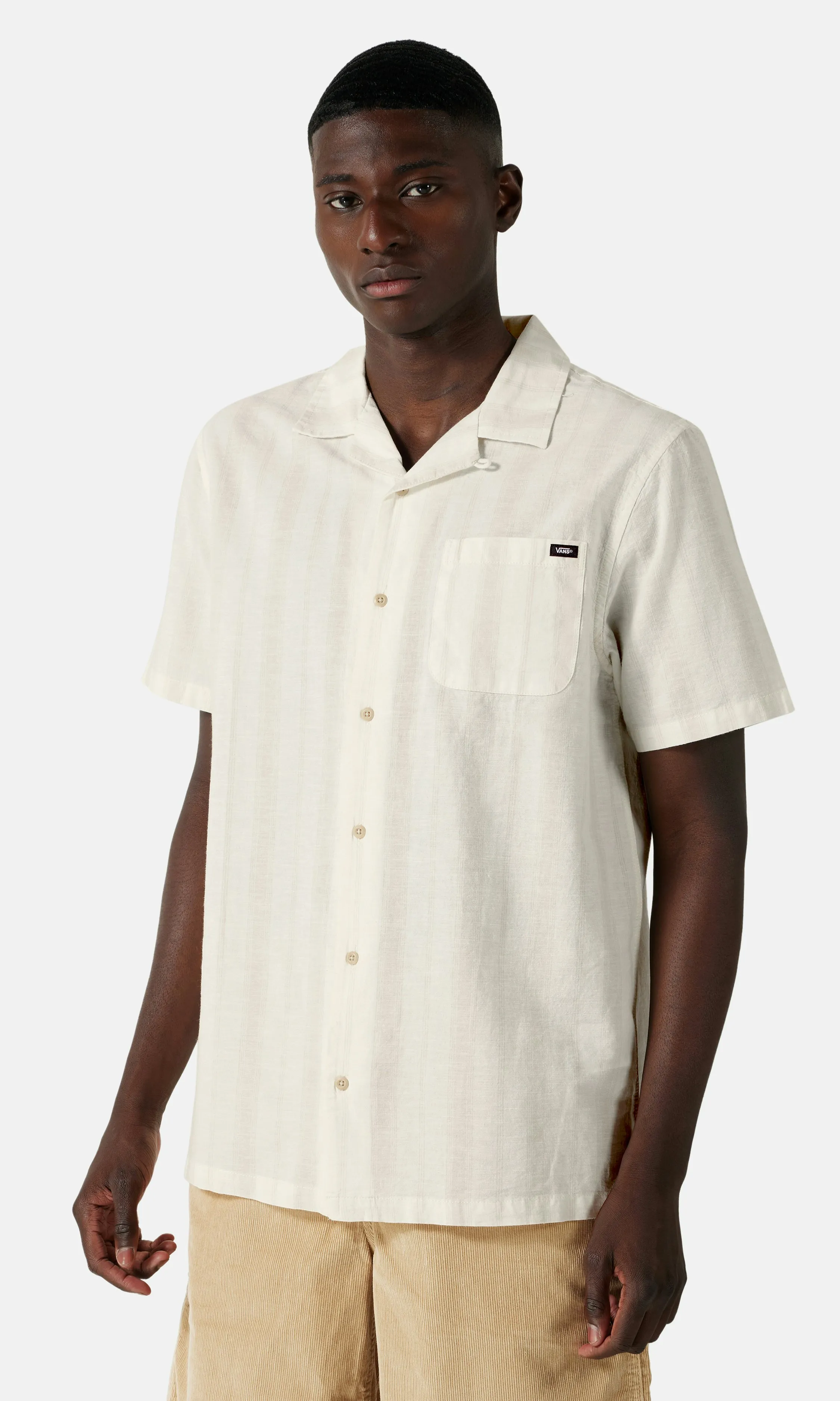 Vans Carnell Buttondown Linen Shirt White | Men | Junkyard