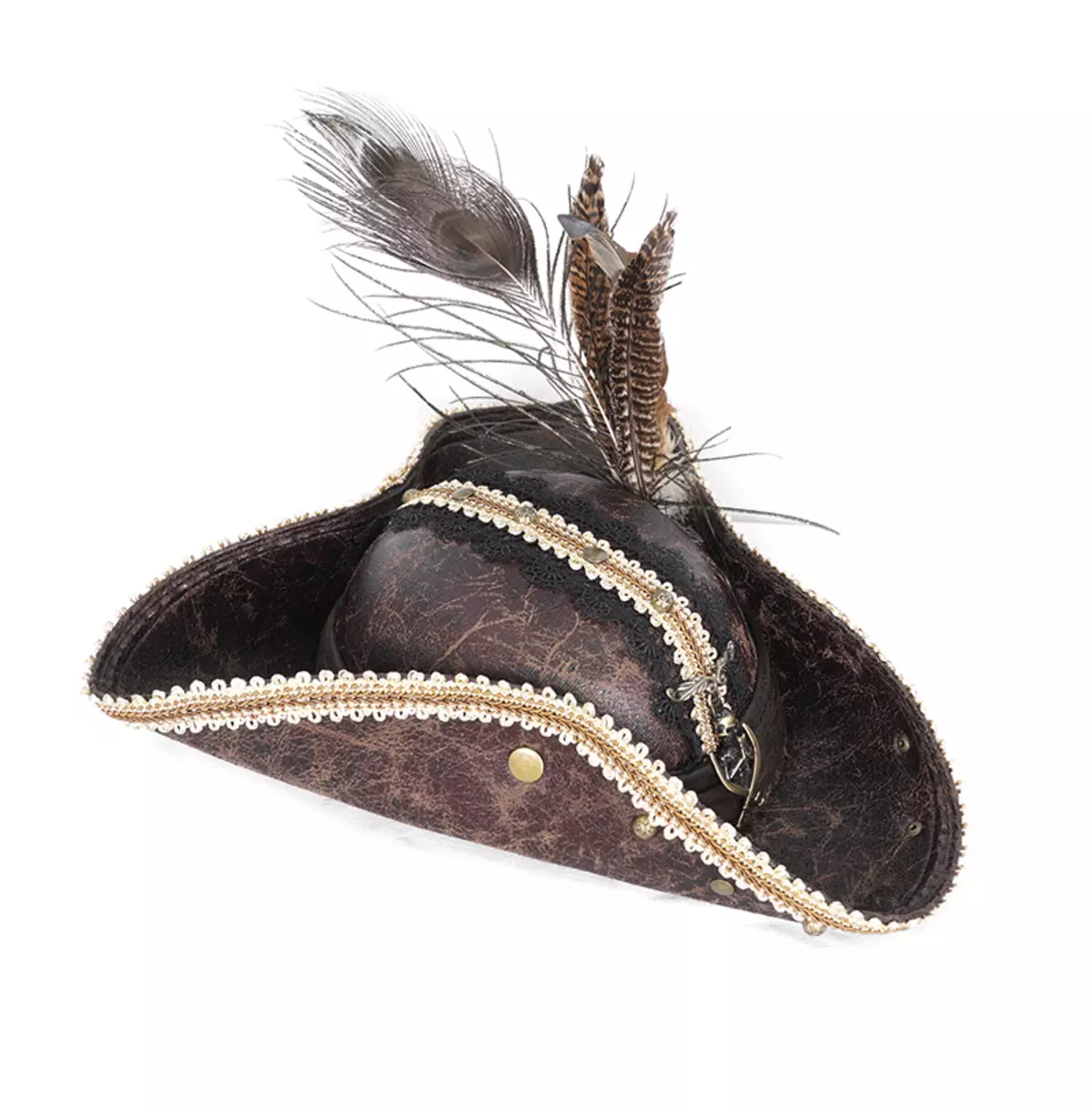 Vintage Coffee Hat With Feathers