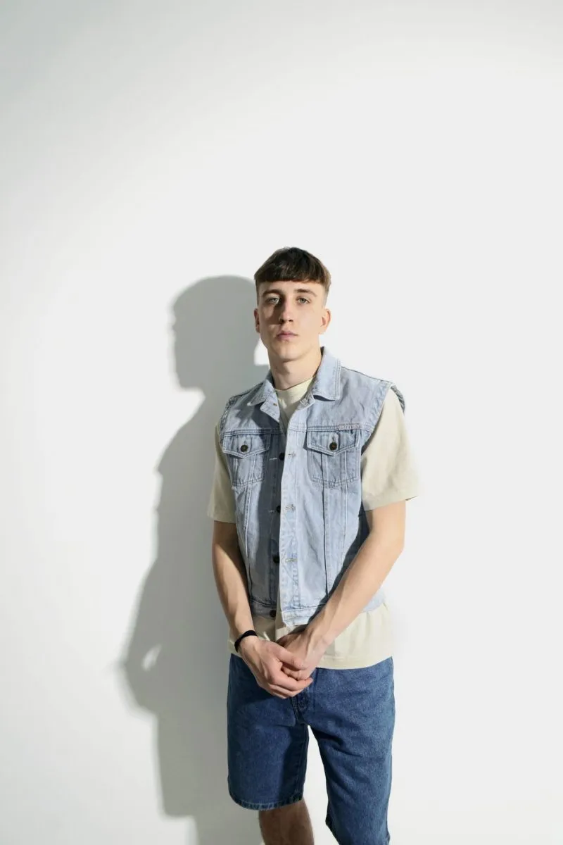 Vintage retro men denim vest