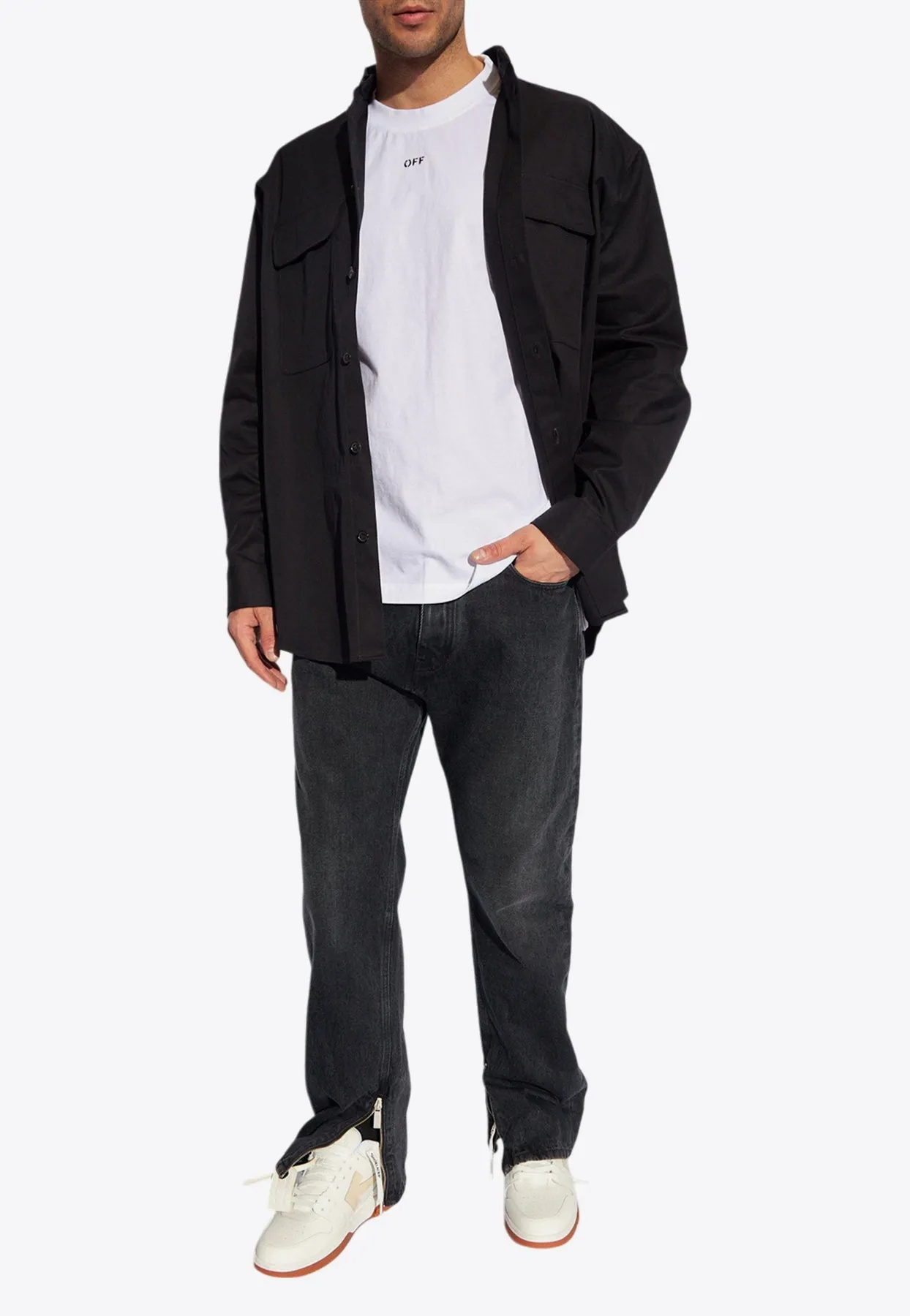 Washed Decorative-Zip Jeans