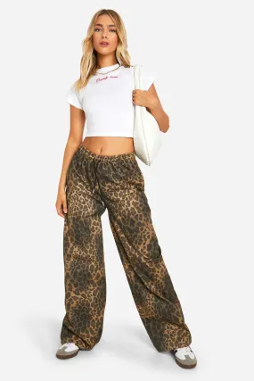 Washed Leopard Wide Leg Pants