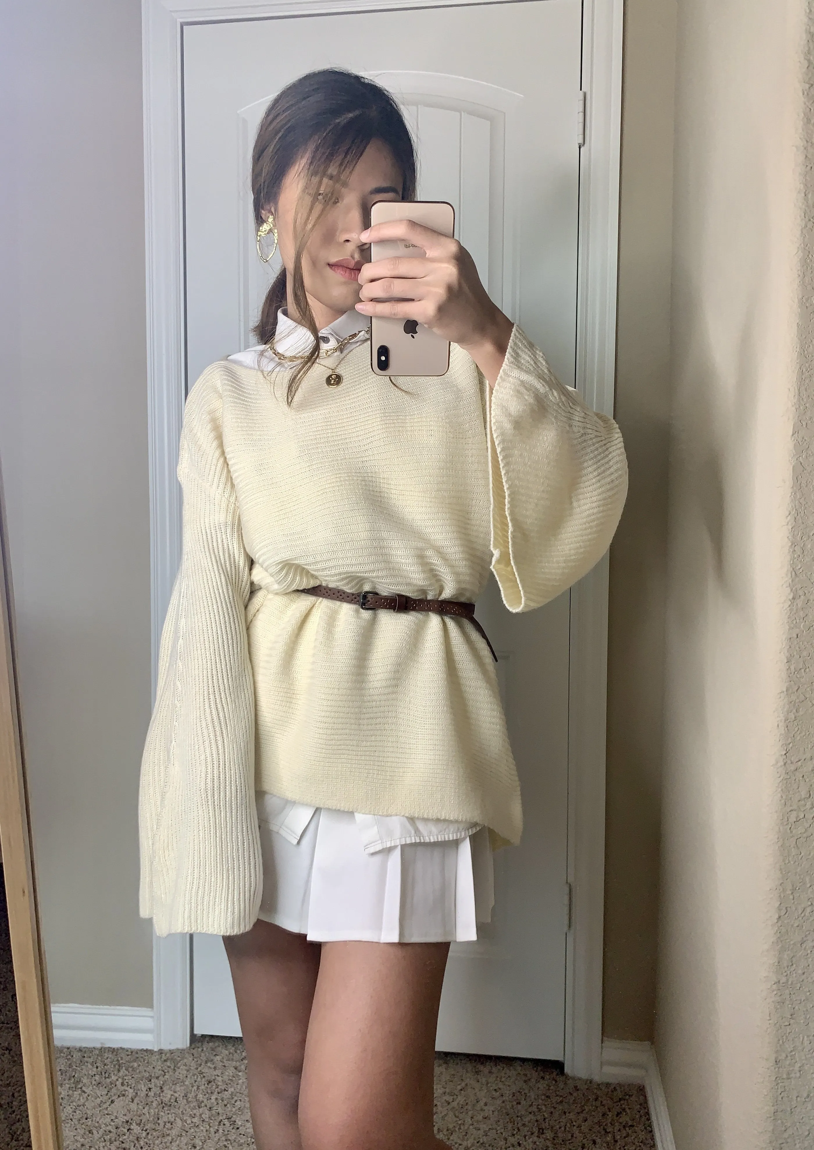 White Bell Sleeve Sweater