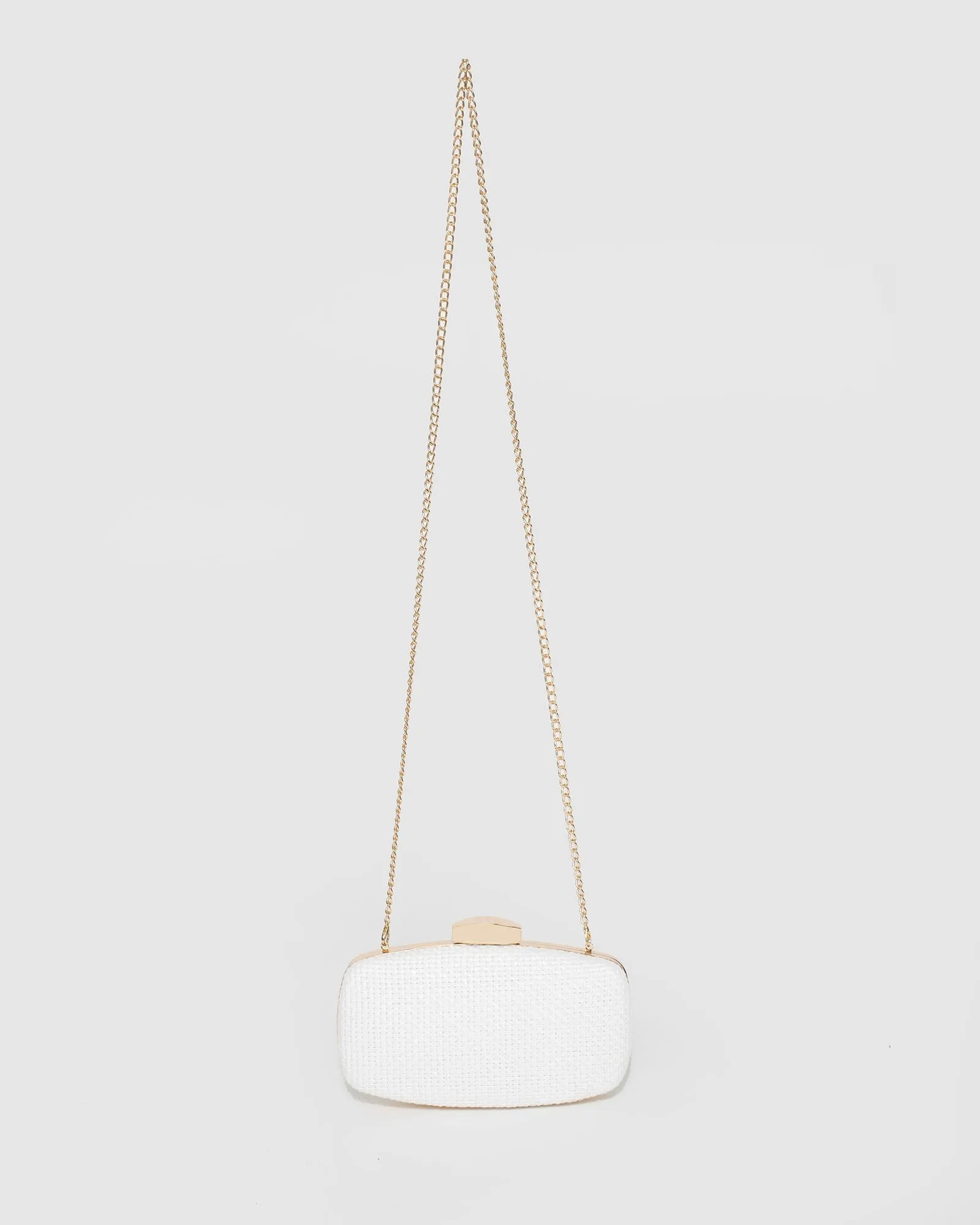 White Talia Weave Clutch Bag