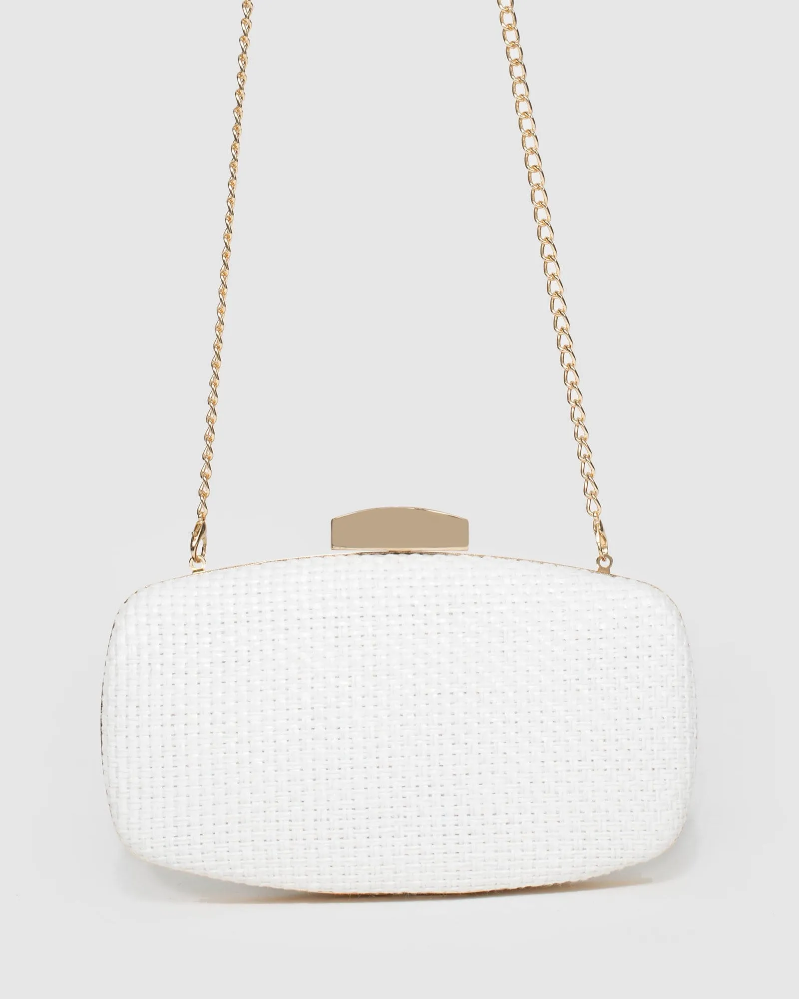 White Talia Weave Clutch Bag