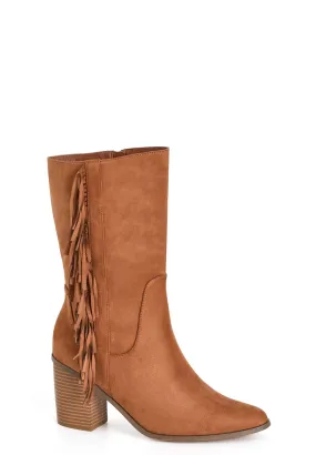 WIDE FIT Tassel Mid Boot - tan