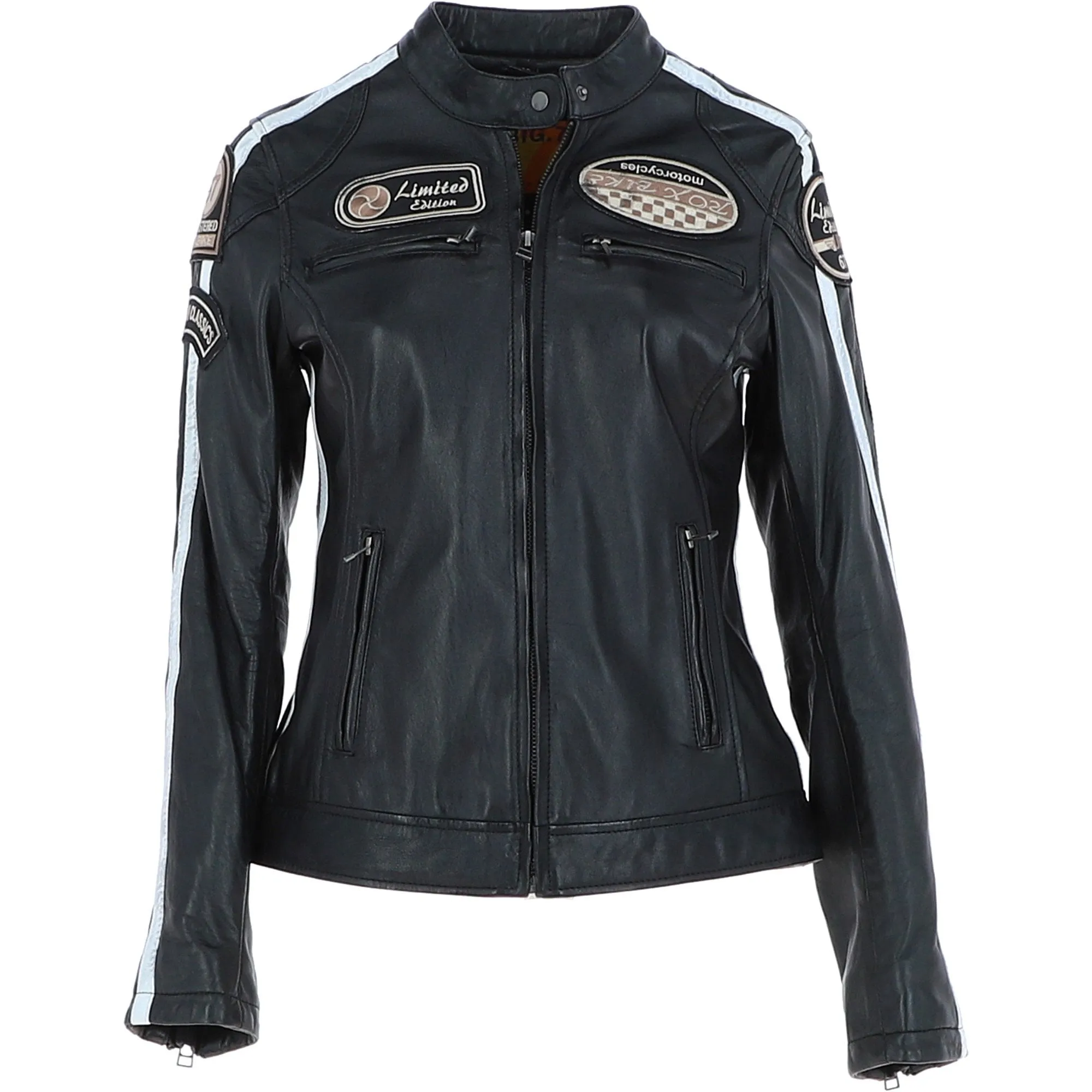 Women's Fashion Leather Biker Style Jacket Black: 1133