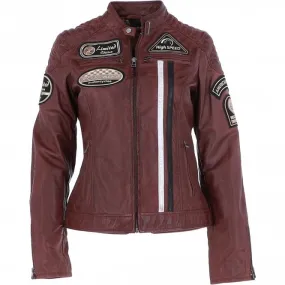 Women's Fashion Leather Biker Style Jacket Bordeaux: 1127