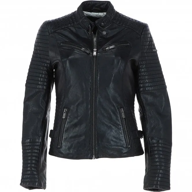 Women's Leather Biker Jacket Black: BikeX