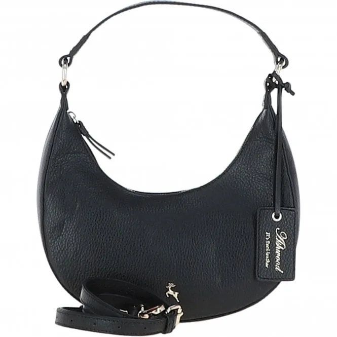 Women's Leather Medium Saddle Shoulder Handbag Black: 63791