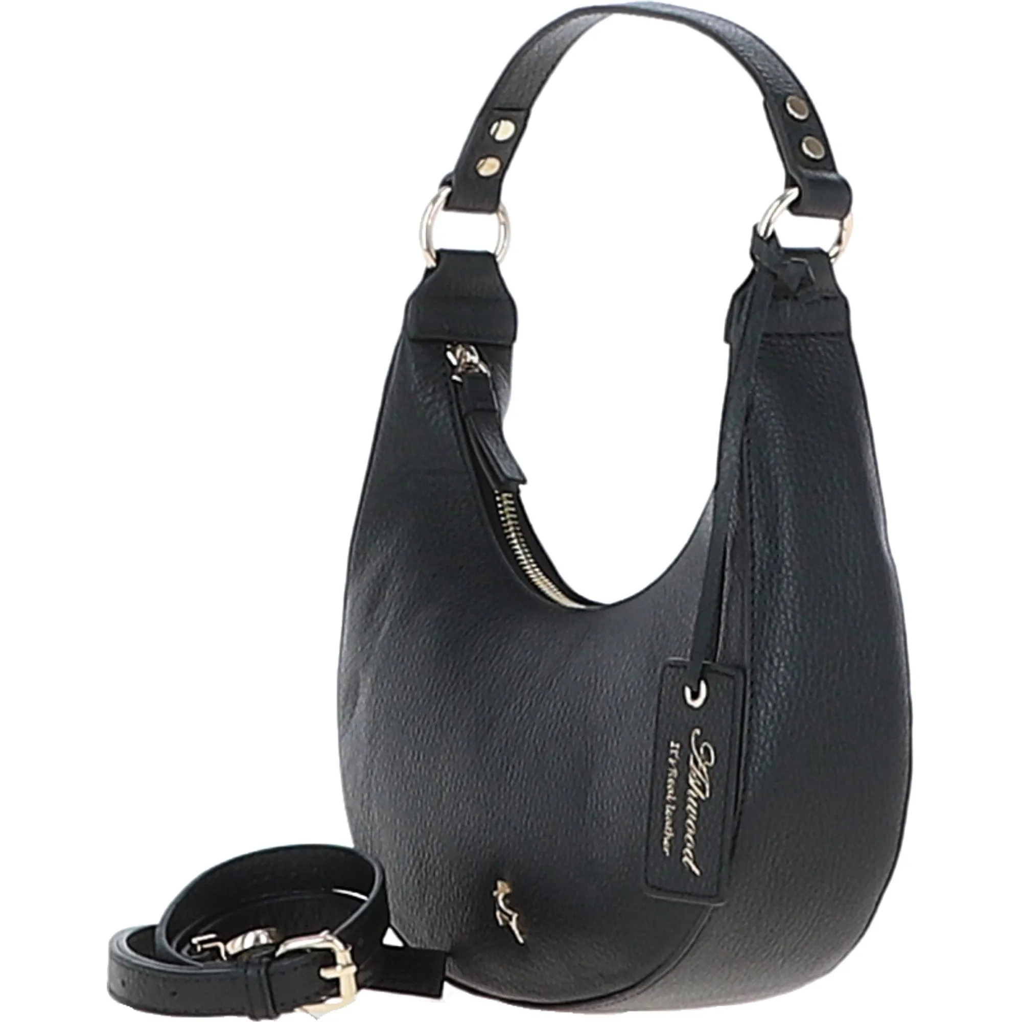 Women's Leather Medium Saddle Shoulder Handbag Black: 63791