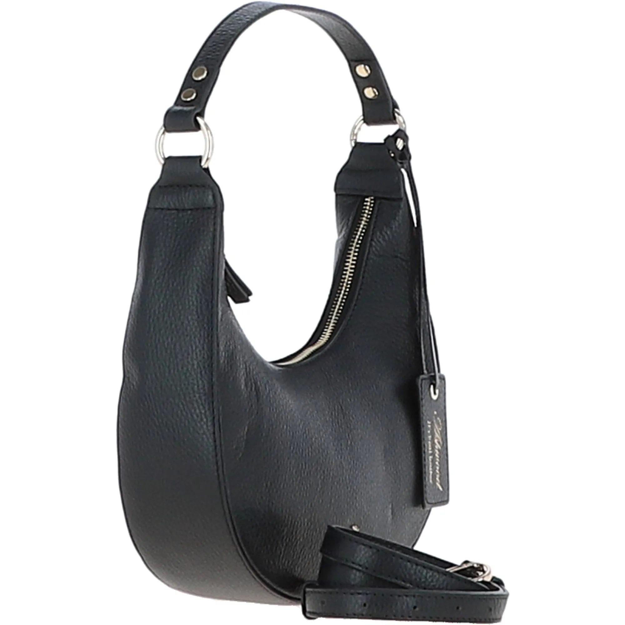 Women's Leather Medium Saddle Shoulder Handbag Black: 63791