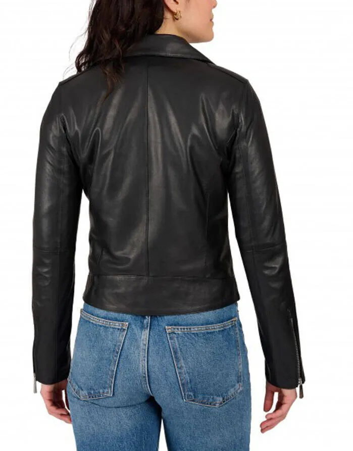 Women's black leather jacket in Oakwood biker style \64792\