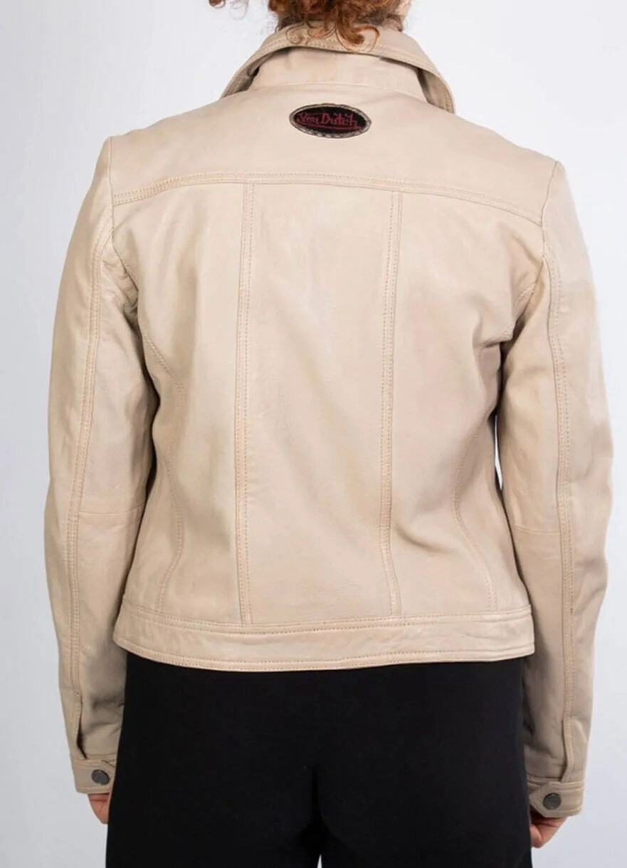 Women's ecru leather jacket in rose garden asya style