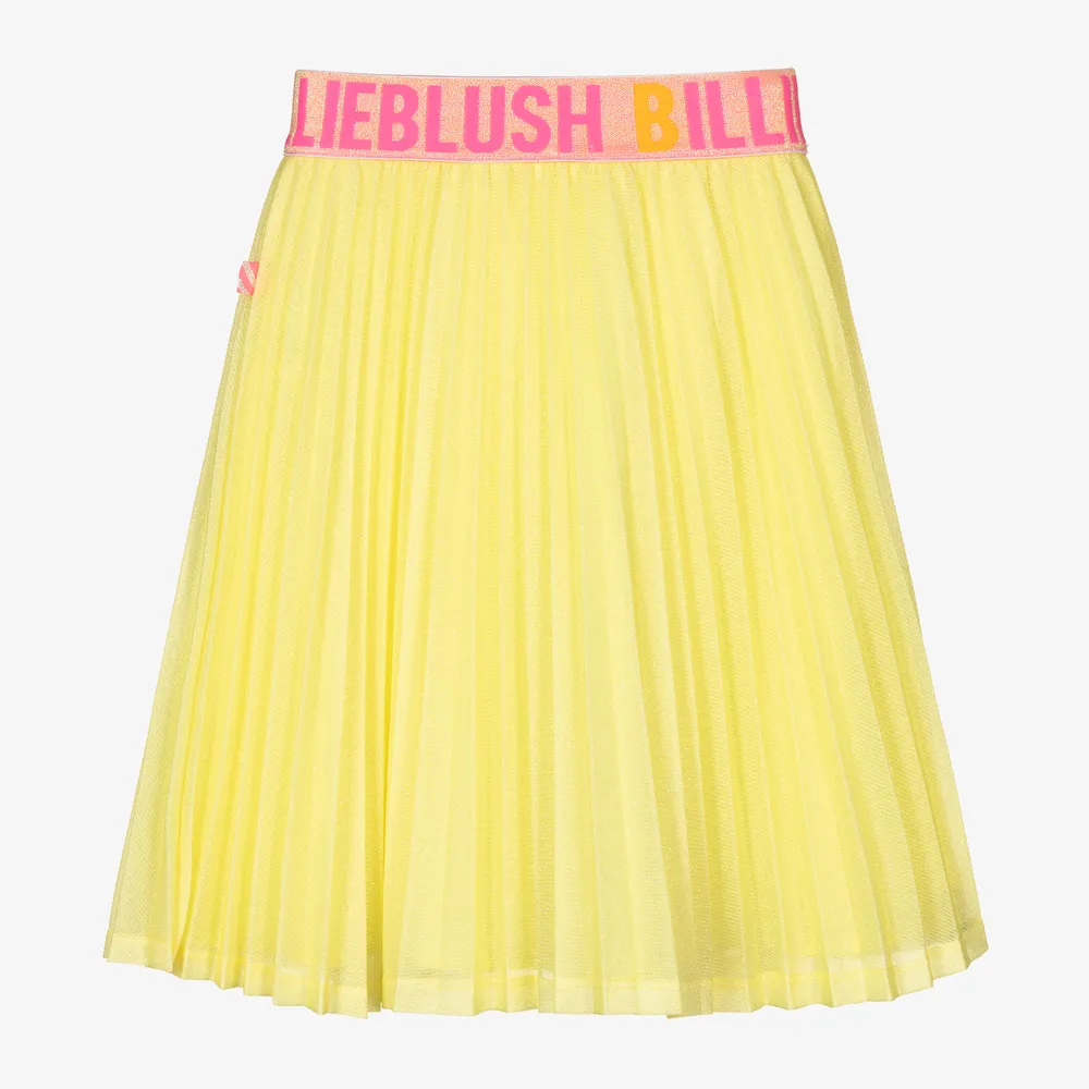 Yellow Glitter Pleated Skirt