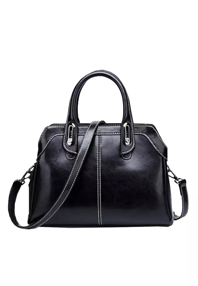 ZITIQUE Retro polished cowhide handbag